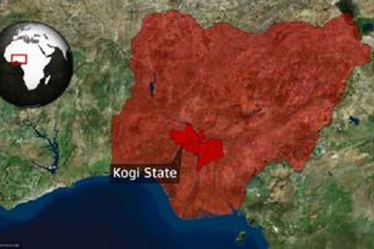 Peta negara bagian Kogi, Nigeria.