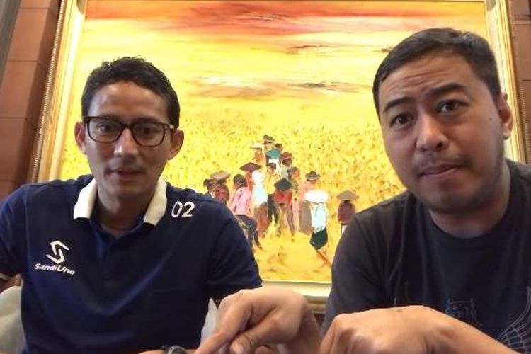 Sandiaga Uno bercerita dalam vlog Pandji Pragiwaksono pada Rabu (13/3/2019)