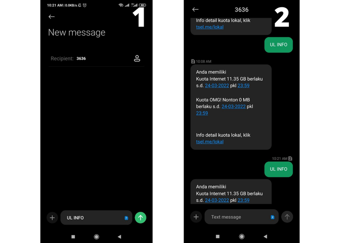 cara cek kuota lewat sms