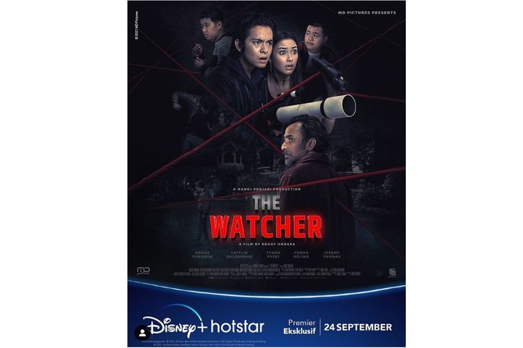 Film The Watcher dibintangi Angga Yunanda dan Caitlin Halderman. The Watcher ditayangkan di Disney+ Hotstar. 