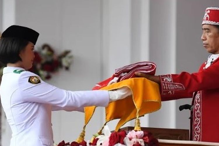 I Dewa Ayu Firsty, anggota Paskibraka saat HUT ke-77 RI di Istana Merdeka, Rabu (17/8/2022).