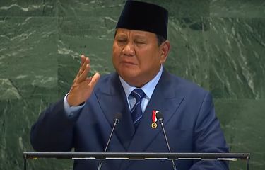 Tangkapan layar video Presiden Indonesia Prabowo Subianto saat berpidato di Sidang Umum ke-80 PBB di New York, Amerika Serikat, Selasa (23/9/2025).
