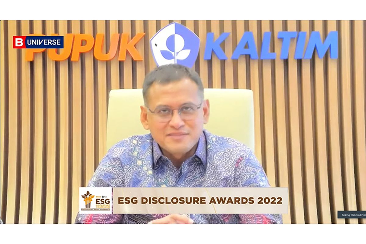 PT Pupuk Kalimantan Timur (PKT) meraih predikat Leadership AAA pada Environmental, Social and Governance (ESG) Disclosure Awards 2022. 