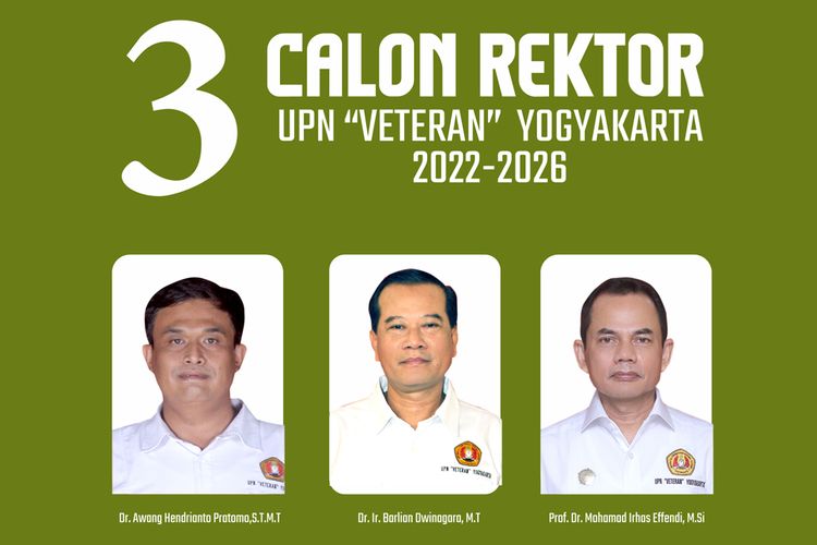 Tiga calon rektor UPN Jogja periode 2022-2026.