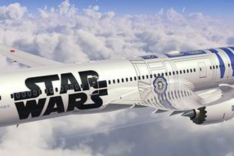 Kampanye Star Wars di pesawat Boeing 787-9 Dreamliner All Nippon Airways (ANA).
