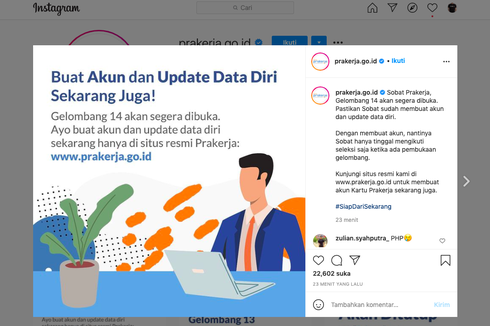 Pendaftaran Kartu Prakerja Gelombang 14 Dibuka Hari Ini, Kuota 600.000 Peserta