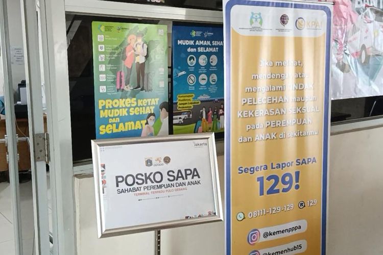 Posko Sahabat Perempuan dan Anak atau Sapa, bertujuan untuk menerima pengaduan tindak kekerasan kepada Perempuan dan Anak di area Terminal Pulogebang, Kamis (20/4/2023).