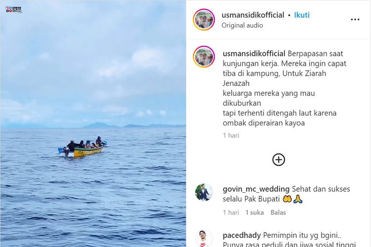 Bupati Halmahera Selatan Usman Sidik menyelamatkan belasan warga yang nyaris tenggelam karena kapal yang ditumpangi mereka terombang-ambing di tengah laut Kayoa, Maluku Utara, Sabtu, 28 Januari 2023.