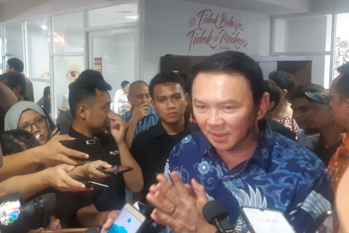 Mantan Gubernur DKI Jakarta Basuki Tjahaja Purnama di Kantor Tempo, Palmerah, Jakarta Selatan, Senin (17/2/2020)