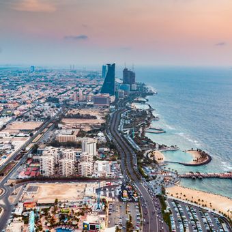 Ilustrasi pemandangan kota Jeddah, Arab Saudi. 