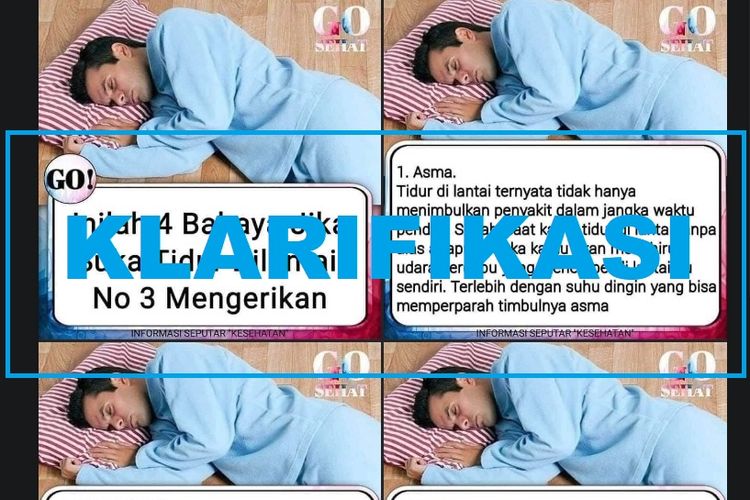 Klarifikasi, bahaya tidur di lantai