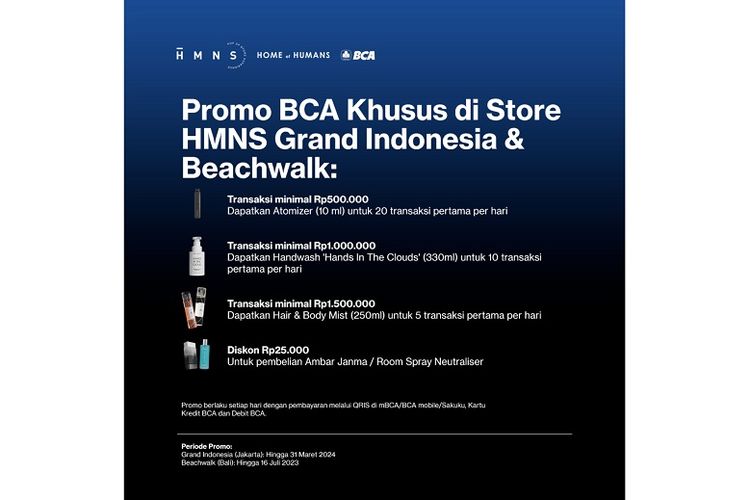 Promo BCA khusus pembelian di offline store HMNS Grand Indonesia.