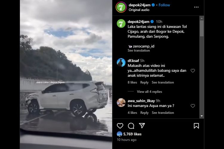 Video Mitsubishi Pajero Sport mengalami kecelakaan di jalan Tol Cijago