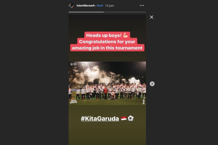 Tangkapan layar Insta Story Luis Milla