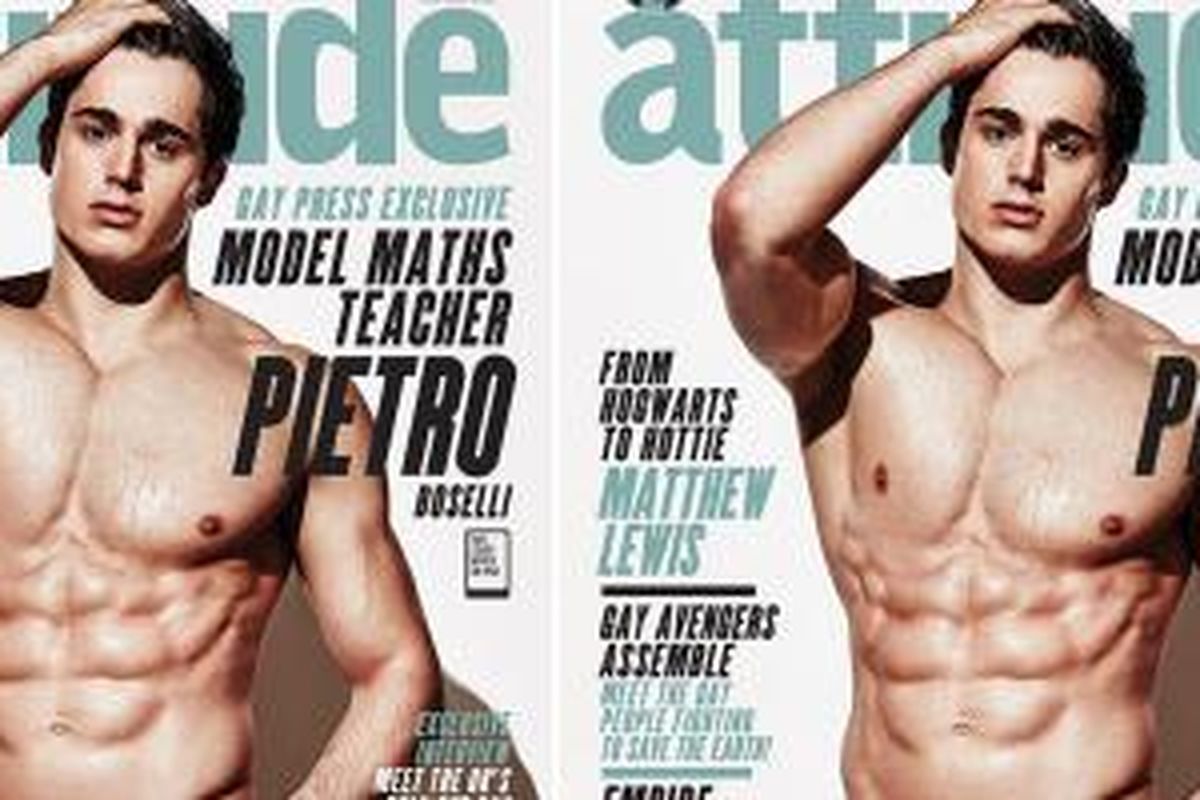 Pietro Boselli tampil seksi hanya mengenakan pakaian dalam pada sampul majalah Attitude. 