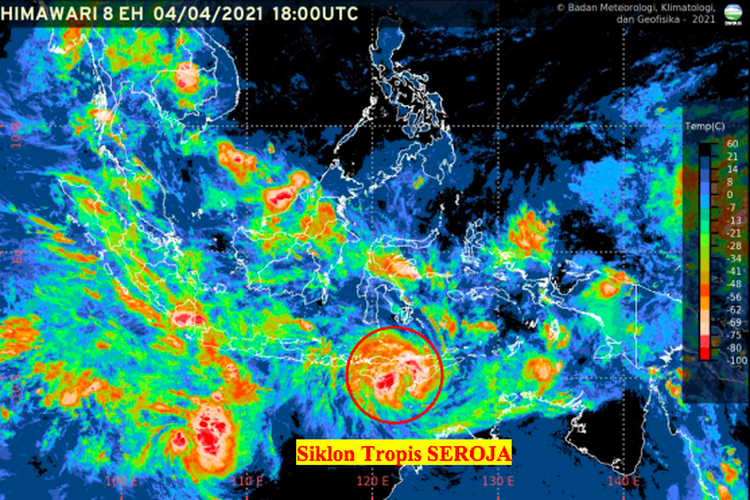 Siklon tropis Seroja pada 5 April 2021 pukul 01.00 WIB