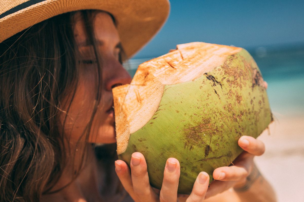 Ilustrasi minum air kelapa