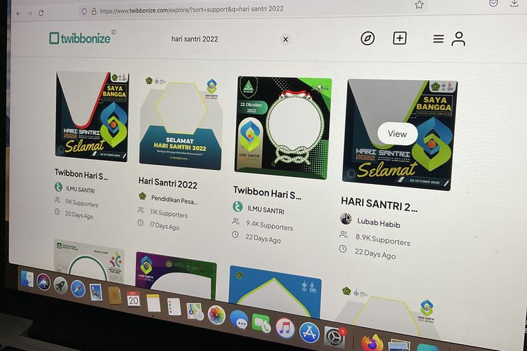 Link download Twibbon hari Santri 2022 yang bersumber dari website Twibbonize.