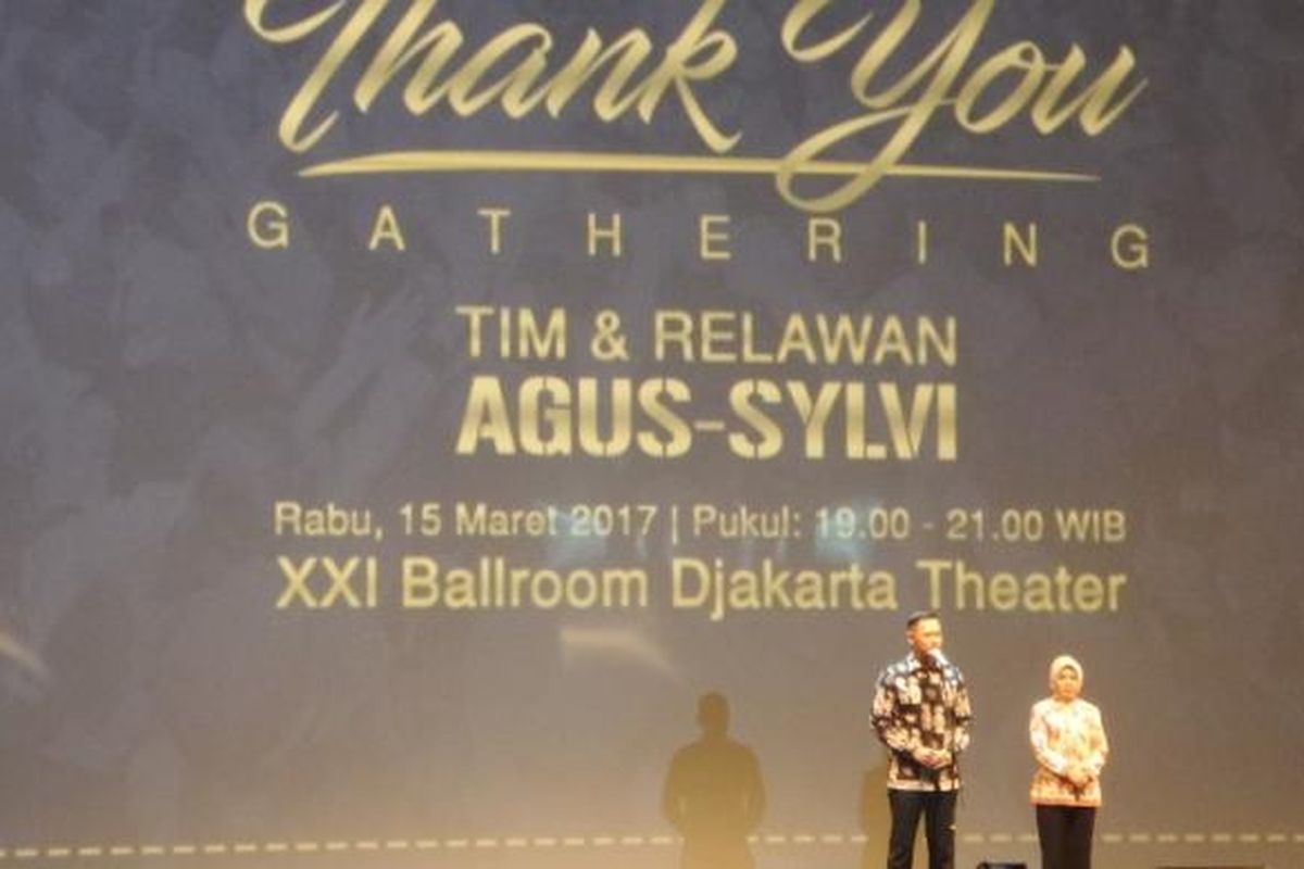 Agus-Sylviana bersama Ketua Umum Partai Demokrat Susilo Bambang Yudhoyoni, Ani Yudhoyono dan Annisa Pohan sata mengadakan pertemuan dengan relawan pendukung di Jakarta Pusat, Rabu (15/3/2017)
