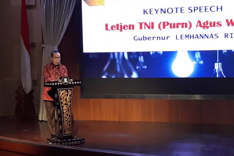 Gubernur Lemhanas Agus Widjodjo dalam Seminar Nasional Mencari Pemimpin yang Bersih dan Berhikmat di kantor Lemhanas, Jakarta Pusat, Sabtu (2/2/2019).