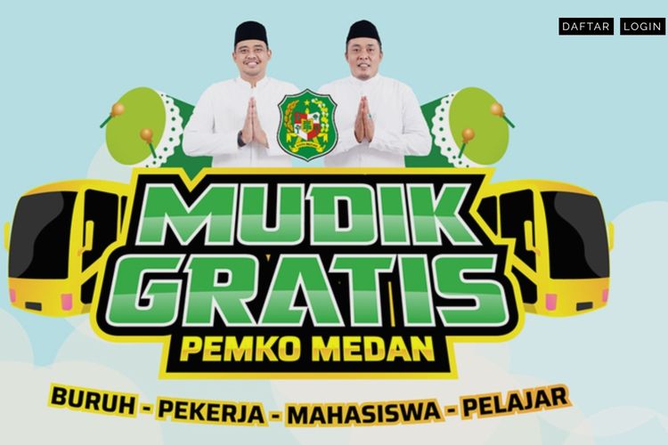 Program Mudik Gratis Pemko Medan 2022 yang digelar Pemko Medan bagi warga Medan.