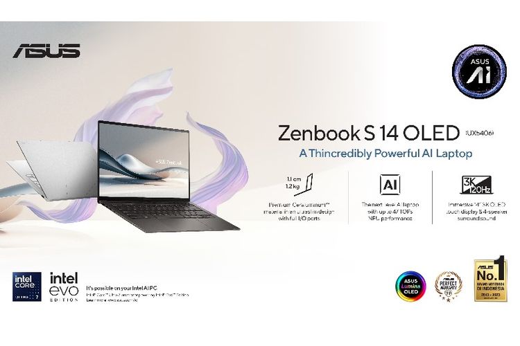 ASUS Zenbook S 14 OLED juga menawarkan performa tangguh berkat prosesor Intel® Core? Ultra (Series 2) yang dilengkapi Intel® AI Boost NPU. 