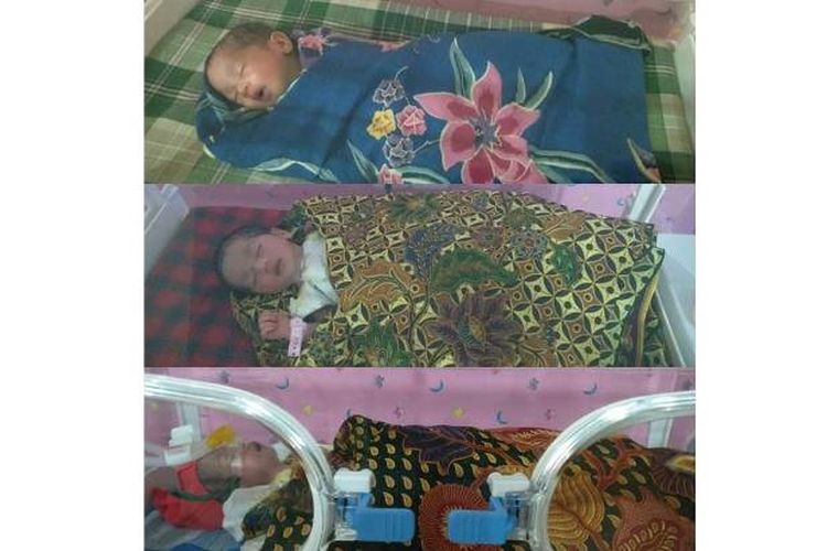 Bayi kembar tiga lahir dengan selamat melalui operasi caesar oleh tim medis Rumah Sakit St Madyang, Kota Palopo, Sulawesi Selatan, Jumat (30/3/2018).
