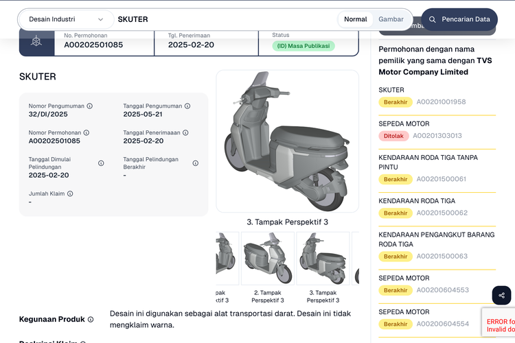 Gambar paten skuter baru TVS
