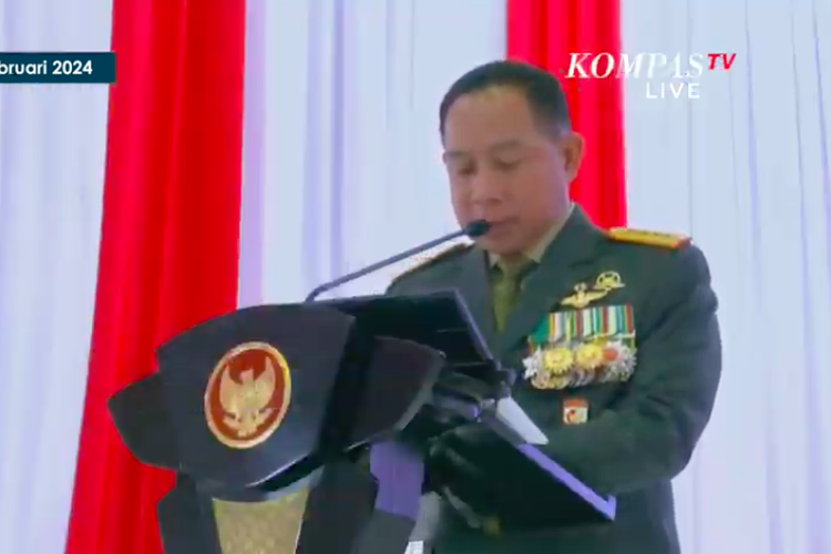 Panglima TNI Jenderal Agus Subiyanto saat membuka Rapim TNI-Polri di Mabes TNI Cilangkap pada 28 Februari 2024