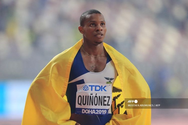 Sprinter Ekuador Alex Quinonez ketika berlaga di Kejuaraan Dunia Atletik 2019 di Doha, Qatar. Quinonez ditembak mati pada Jumat (22/10/2021).