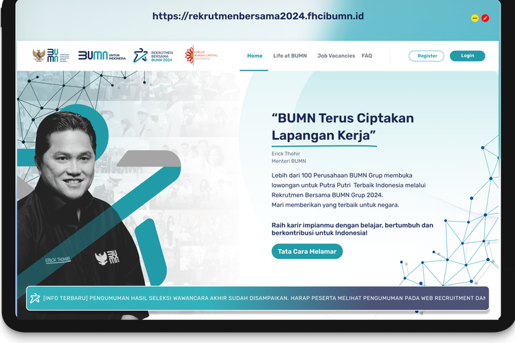 Foto : Pendaftaran Rekrutmen Bersama BUMN 2024 Tutup Hari Ini, Ini Cara