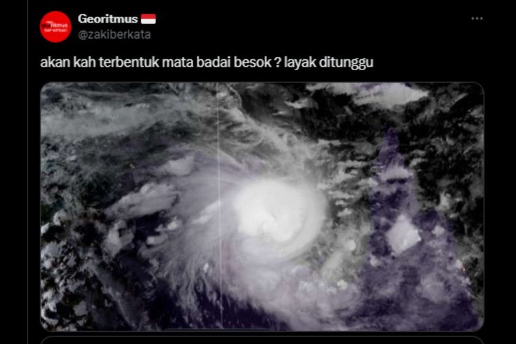 Tangkapan layar citra potensi maata badai muncul di wilayah Indonesia.