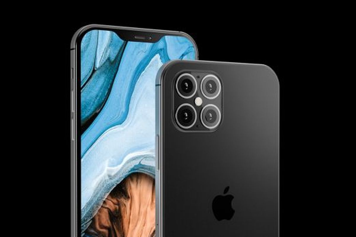 Render iPhone 12 yang menampilkan poni lebih kecil dan empat kamera belakang.