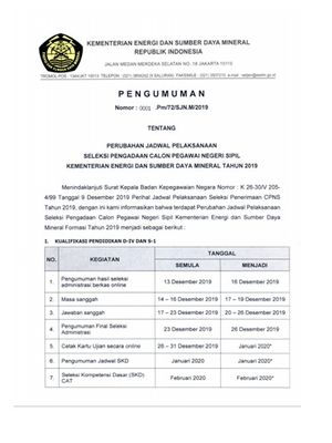 pengumuan cpns kementerian esdm 2019