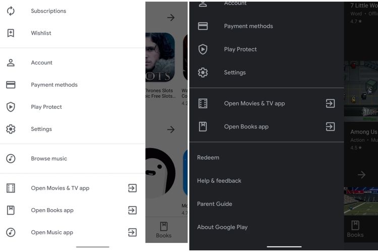 Google Play Music yang tidak tersedia lagi di menu Google Play Store.