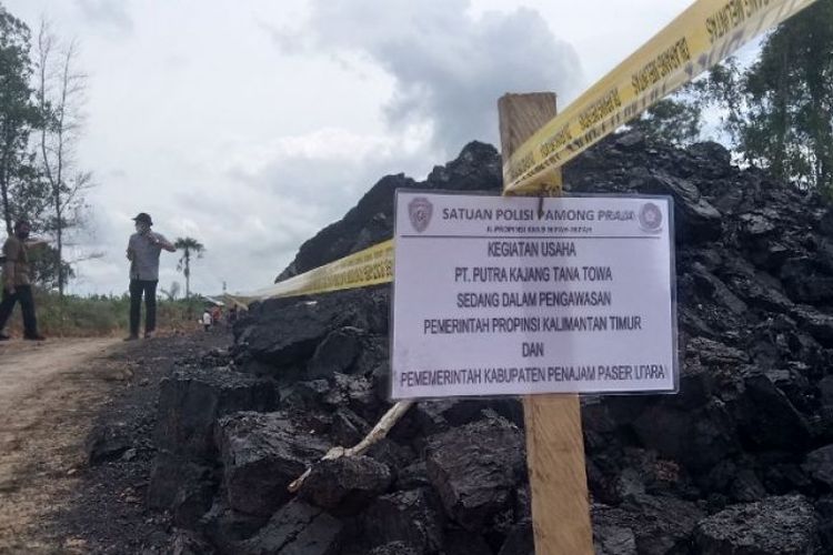 Tambang batu bara di Kecamatan Sepaku, yang sempat dihentikan operasionalnya oleh Pemerintah Kabupaten Penajam Paser Utara karena tidak memiliki izin. 