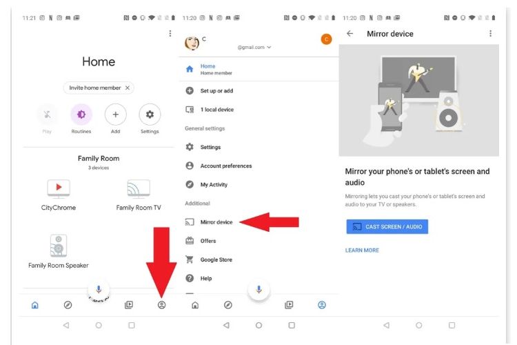 Screen Mirroring melalui aplikasi Google Home