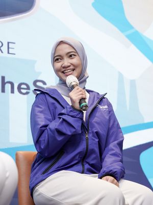 Assistant Marketing Country Manager Unilever International Tamara Adys Nabila dalam konferensi pers ?Vaseline Berlin Run 2022? pada Sabtu (23/7/2022)