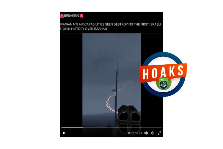 Hoaks, video diklaim menunjukkan sistem pertahanan Iran menjatuhkan pesawat F-35 Israel