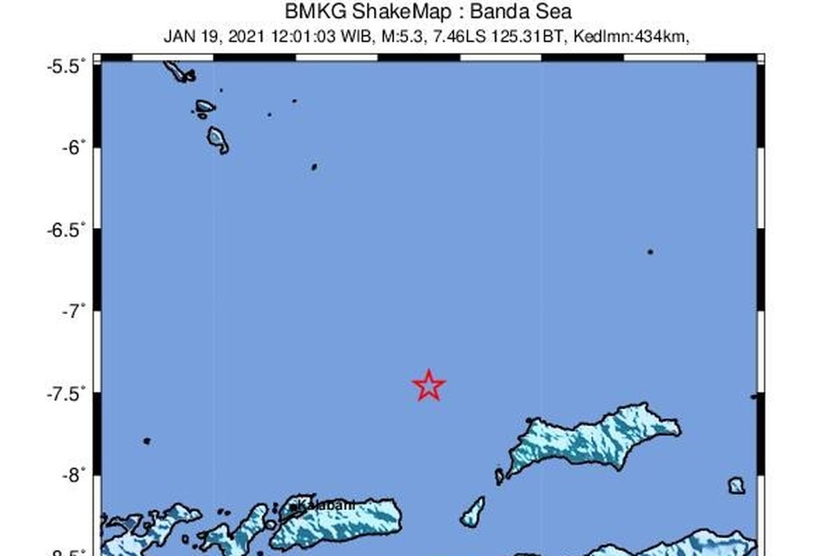 Gempa M 5,2 guncang Laut Banda, Selasa (19/1/2021), tidak berpotensi tsunami.