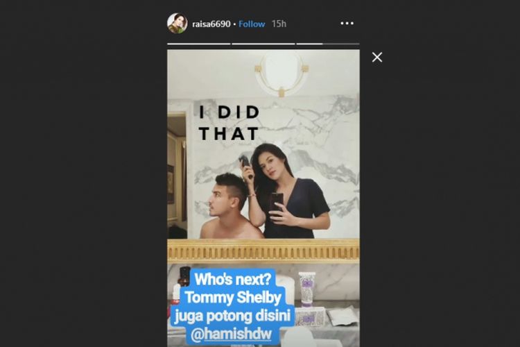 Raisa dan Hamish Daud dalam foto Insta Story Raisa.