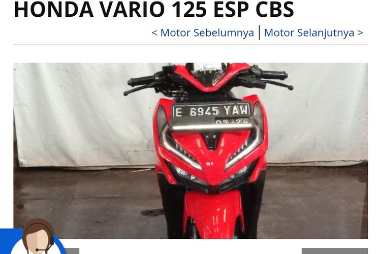 honda vario 150 di balai lelang JBA Indonesia