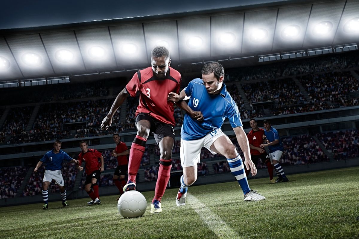 Ilustrasi pertandingan sepak bola.