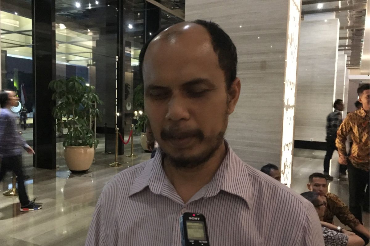 Perwakilan Pusat Pemilihan Umum Akses Penyandang Cacat (PPUA Penca), Eka Setiawan, usai menghadiri malam penghargaan oleh KPUD DKI Jakarta di Hotel Bidakara, Jakarta Selatan, Selasa (8/8/2017) malam.