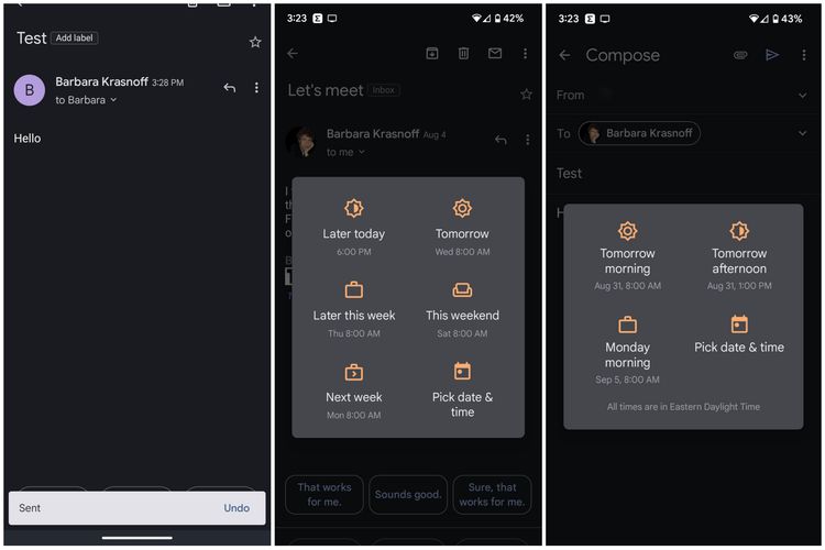 Android sudah lebih lama memiliki fitur undo send, pengingat, dan penjadwalan e-mail di Gmail.