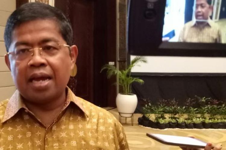 Sekjen Partai Golkar Idrus Marham usai konferensi pers, Nusa Dua, Jumat(25/11/2016)