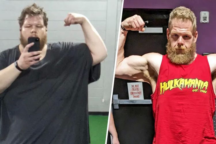 Cole Prochaska sebelum dan sesudah perjalanan penurunan berat badan.