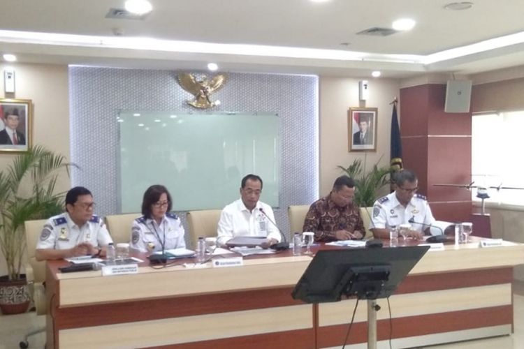 Konferensi Pers di Kementrian Perhubungan, Rabu (3/10/2018)