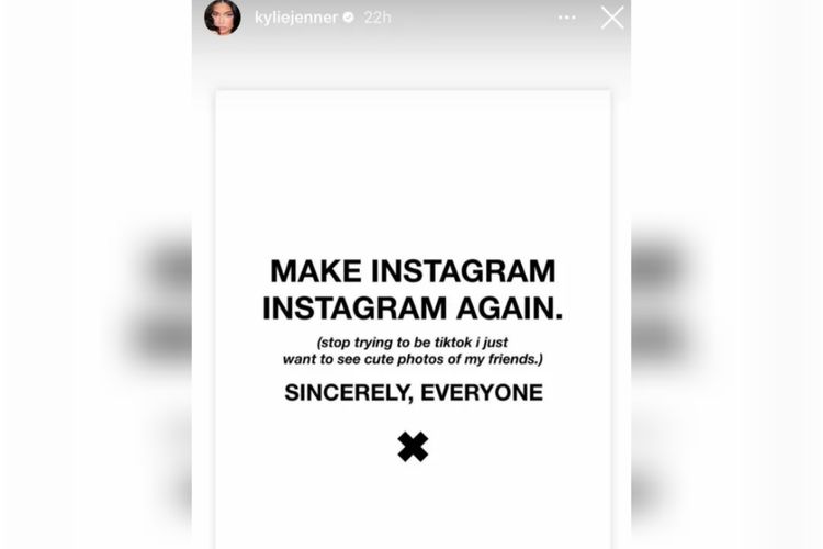 Kylie Jenner termasuk dalam gerombolan pengguna yang mengeluhkan algoritma Instagram yang kacau dan meniru Tiktok