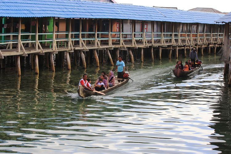 Banyak warga Torosiaje yang bekerja sebagai penyedia angkutan transportasi dari daratan sulawesi ke perkampungan mereka yang berada di tengah laut. Lalu lalang orang dan barang kebutuhan pokok sangat bergantung pada mereka.